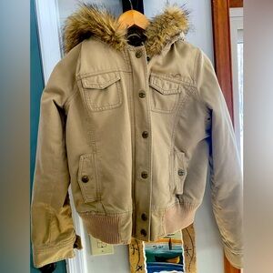 Vintage Hollister faux fur winter bomber jacket